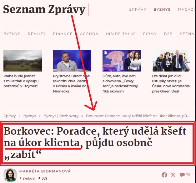 Petr Borkovec vs. ztráta svou a půl milionu